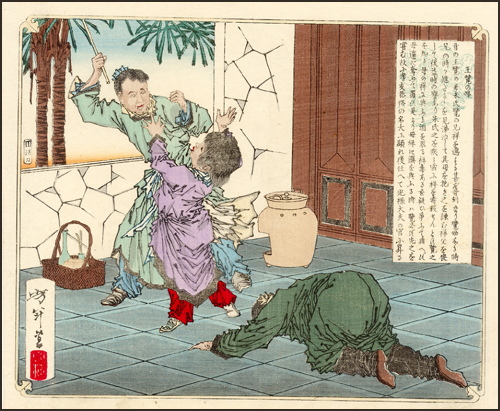 Oran prevents his mother from beating his older brother.