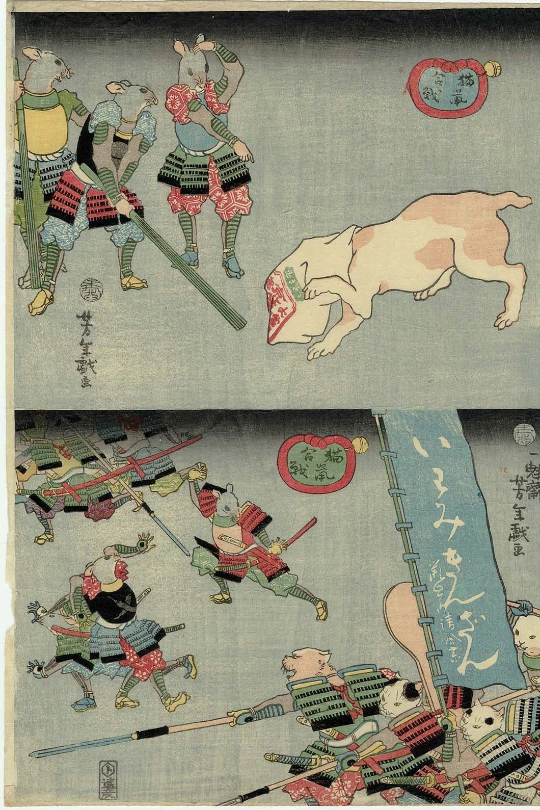 Cat struck in rice sack / The cat army advances