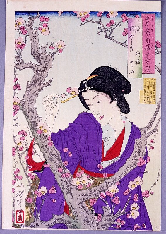 Tei of Shimbashi by plum tree at Umeyashiki.