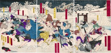 Fallen blossoms in the snow