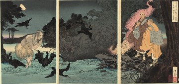St. Nichiren prays for the restless spirit of the cormorant fisher at the Isawa River